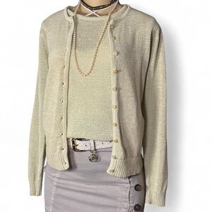 Vintage Pale Green Metallic Fleck Twinset – Size L